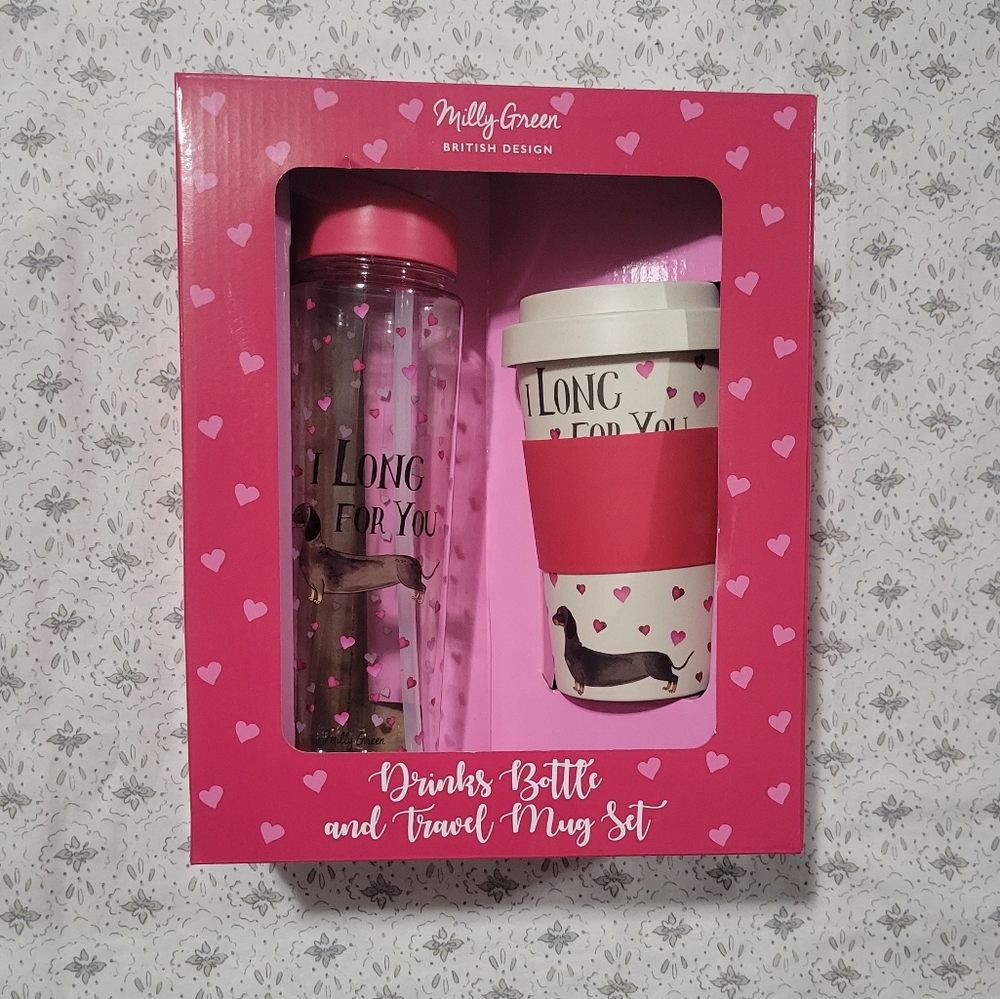 Milly Green Dachshund Travel Mug & Water Bottle Gift Set 💕